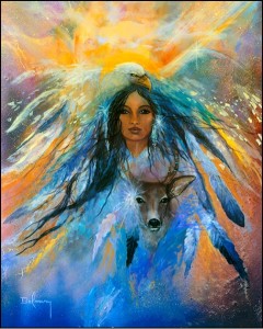 women and wolf